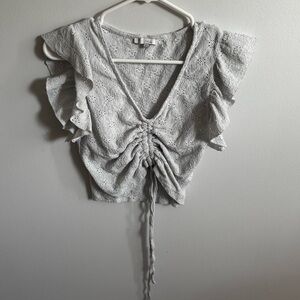 Elegant Gray Ruffled Women's Top